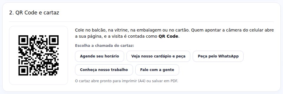 QR Code da página e os botões para escolher a chamada do cartaz