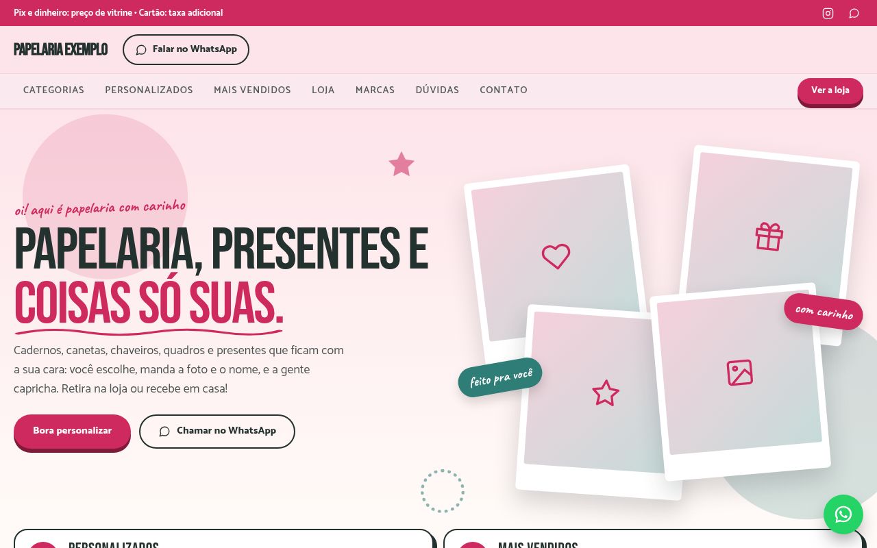 Prévia do modelo Papelaria & Personalizados