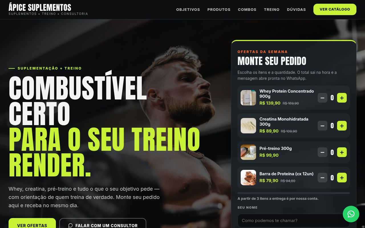Prévia do modelo Suplementos & Treino