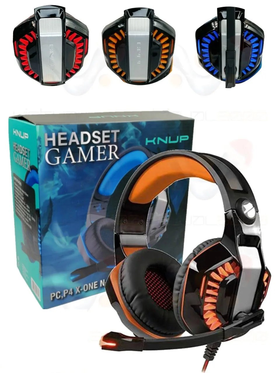 Fone De Ouvido Gamer Headset Knup Kp-491 Com Led Microfone