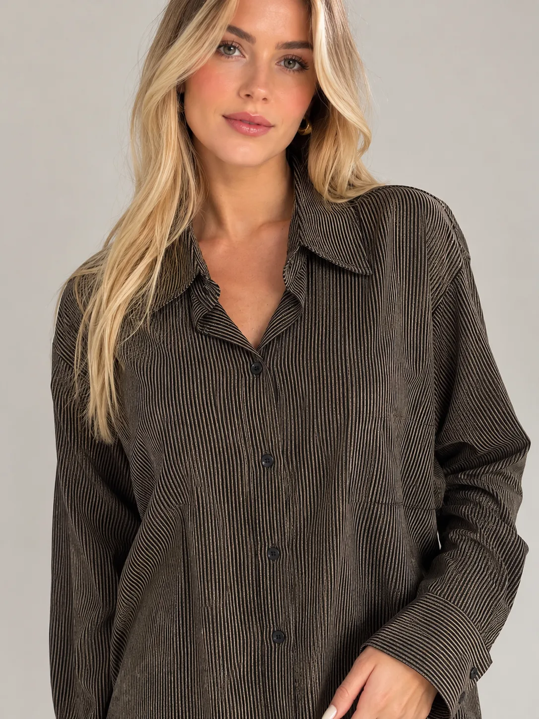 Camisa Social Listrada Coffe