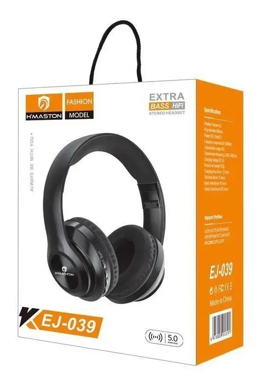 Fone De Ouvido Bluetooth 5.0 C/ Isolamento Tf Card P2 Ej-039