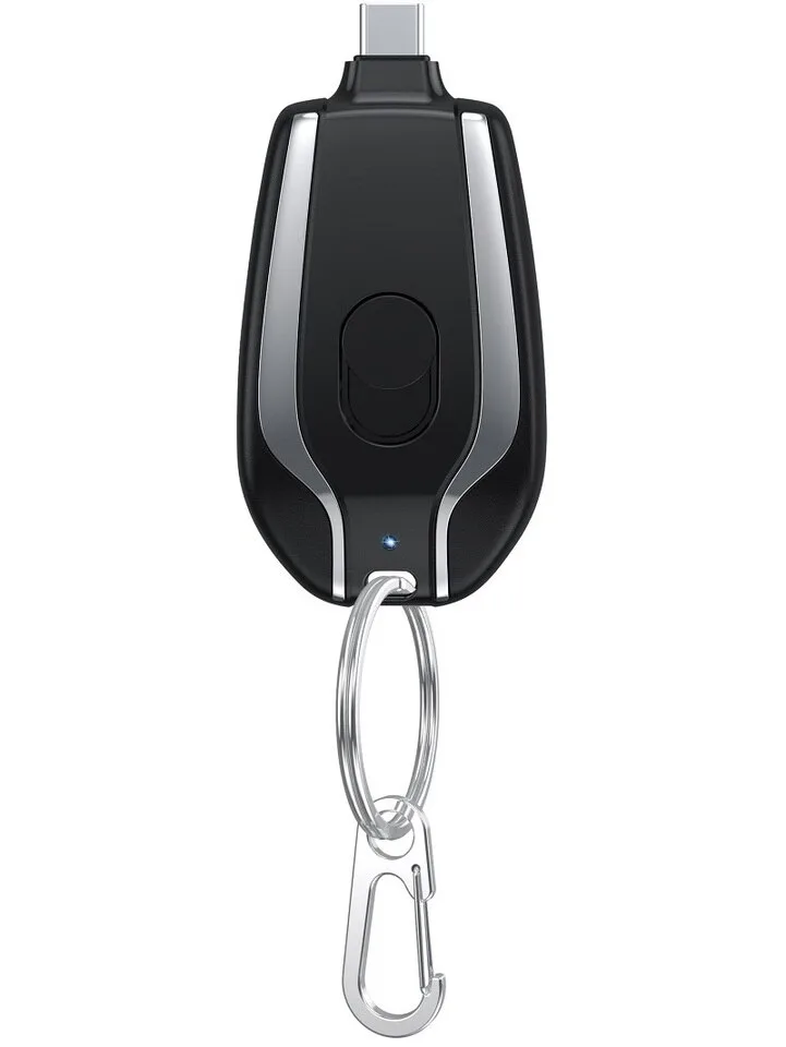 Carregador portátil tipo chaveiro 1500mAh para Android (USB-C) ou iPhone